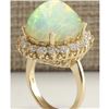 Image 3 : 13.541 CTW Natural Opal And Diamond Ring In 14K Solid Yellow Gold
