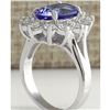 Image 3 : 4.55 CTW Natural Blue Tanzanite And Diamond Ring 18K Solid White Gold