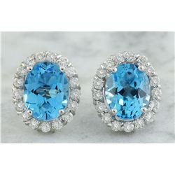 4.86 CTW Topaz 14K White Gold Diamond Earrings