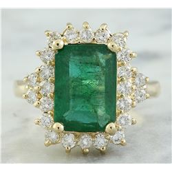 3.72 CTW Emerald 14K Yellow Gold Diamond Ring