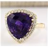 Image 2 : 12.65 CTW Natural Amethyst And Diamond Ring In 18K Solid Yellow Gold