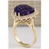 Image 3 : 12.65 CTW Natural Amethyst And Diamond Ring In 18K Solid Yellow Gold