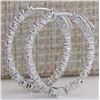 Image 2 : 3.50 CTW Natural Diamond Hoop Earrings 18K Solid White Gold