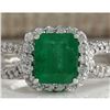 Image 1 : 2.18 CTW Natural Emerald And Diamond Ring 14K Solid White Gold