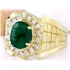 Image 2 : 3.45 CTW Natural Emerald 18K Solid Yellow Gold Diamond Ring