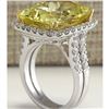 Image 3 : 14.12 CTW Natural Lemon Quartz And Diamond Ring In14K Solid White Gold