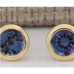 2.60 CTW Natural Tanzanite Earrings 14k Solid Yellow Gold