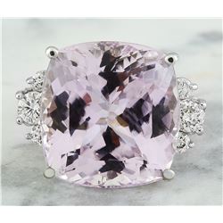 23.75 CTW Kunzite 18K White Gold Diamond Ring