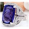 Image 2 : 15.19 CTW Natural Tanzanite 14K Solid White Gold Diamond Ring