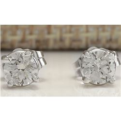 0.68CTW Natural Diamond Earrings 18K Solid White Gold