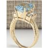 Image 3 : 3.67 CTW Natural Aquamarine And Diamond Ring In 18K Yellow Gold