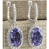 Image 2 : 12.15 CTW Natural Tanzanite And Diamond Earrings 14K Solid White Gold