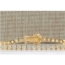 6.65 CTW Natural Dimond Bracelet In 14K Solid Yellow Gold