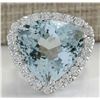 Image 1 : 15.92 CTW Natural Aquamarine And Diamond Ring In 18K Solid White Gold