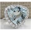 Image 2 : 15.92 CTW Natural Aquamarine And Diamond Ring In 18K Solid White Gold