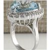 Image 3 : 15.92 CTW Natural Aquamarine And Diamond Ring In 18K Solid White Gold