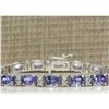 Image 1 : 11.01CTW Natural Tanzanite And Diamond Bracelet In 18K Solid White Gold