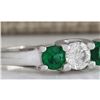 Image 2 : 1.00 CTW Natural Colombian Emerald And Diamond Ring 14K Solid White Gold