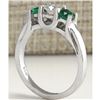 Image 3 : 1.00 CTW Natural Colombian Emerald And Diamond Ring 14K Solid White Gold