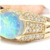 Image 2 : 5.90 CTW Natural Opal 14K Solid Yellow Gold Diamond Ring