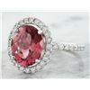 Image 2 : 3.76 CTW Tourmaline 18K White Gold Diamond ring