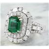 Image 2 : 5.12 CTW Emerald 14K White Gold Diamond Ring