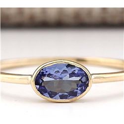 0.60 CTW Natural Blue Tanzanite Ring 14k Solid Yellow Gold