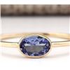 Image 1 : 0.60 CTW Natural Blue Tanzanite Ring 14k Solid Yellow Gold