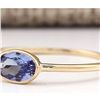 Image 2 : 0.60 CTW Natural Blue Tanzanite Ring 14k Solid Yellow Gold