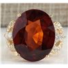 Image 1 : 19.58 CTW Natural Hessonite Garnet And Diamond Ring In 14K Yellow Gold