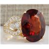 Image 2 : 19.58 CTW Natural Hessonite Garnet And Diamond Ring In 14K Yellow Gold
