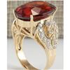 Image 3 : 19.58 CTW Natural Hessonite Garnet And Diamond Ring In 14K Yellow Gold