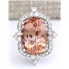 Image 1 : 13.51 CTW Natural Morganite And Diamond Ring In 18K White Gold