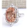 Image 2 : 13.51 CTW Natural Morganite And Diamond Ring In 18K White Gold