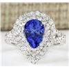 Image 1 : 2.53 CTW Natural Blue Tanzanite And Diamond Ring 14k Solid White Gold