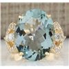 Image 1 : 10.52 CTW Natural Aquamarine And Diamond Ring In 18K Yellow Gold