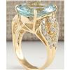 Image 3 : 10.52 CTW Natural Aquamarine And Diamond Ring In 18K Yellow Gold
