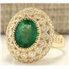 Image 2 : 3.45 CTW Natural Emerald And Diamond Ring In 18K Yellow Gold