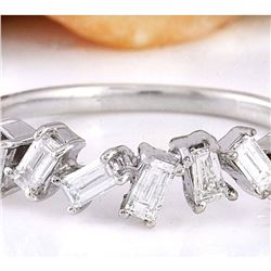 0.70 CTW Natural Diamond 14K Solid White Gold Ring