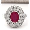Image 1 : 3.76 CTW Natural Ruby And Diamond Ring In 18K White Gold