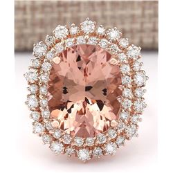 11.24 CTW Natural Morganite And Diamond Ring In 14k Rose Gold