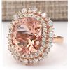 Image 2 : 11.24 CTW Natural Morganite And Diamond Ring In 14k Rose Gold