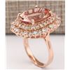 Image 3 : 11.24 CTW Natural Morganite And Diamond Ring In 14k Rose Gold