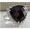 Image 2 : 18.01CTW Natural Red Garnet And Diamond Ring In14K White Gold