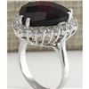 Image 3 : 18.01CTW Natural Red Garnet And Diamond Ring In14K White Gold