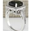 Image 3 : 7.22 CTW Natural Tourmaline And Diamond Ring 18K Solid White Gold