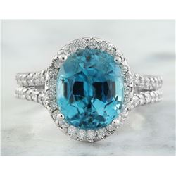 8.70 CTW Zircon 18K White Gold Diamond Ring
