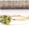 Image 2 : 0.60 CTW Natural Peridot Ring In 18K Yellow Gold