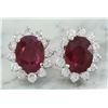 Image 1 : 4.31 CTW Ruby 14K White Gold Diamond Earrings