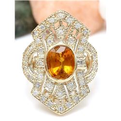 2.88 CTW Natural Sapphire 18K Solid Yellow Gold Diamond Ring